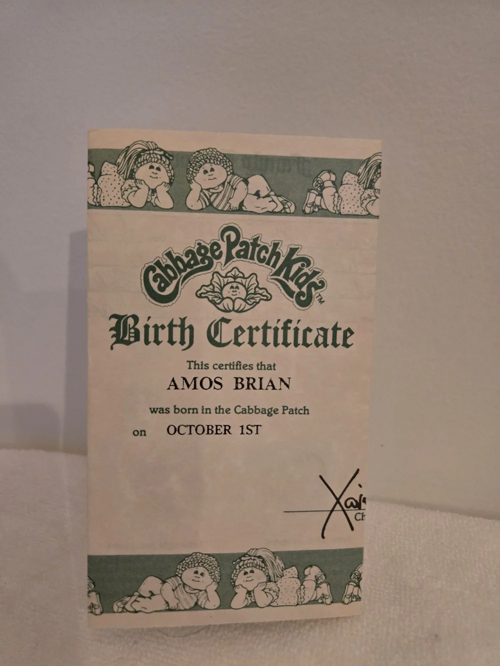 VHTF IC1 1985 Boy in blue velvet tux with bonus shirt & birth certificate.  HM#1